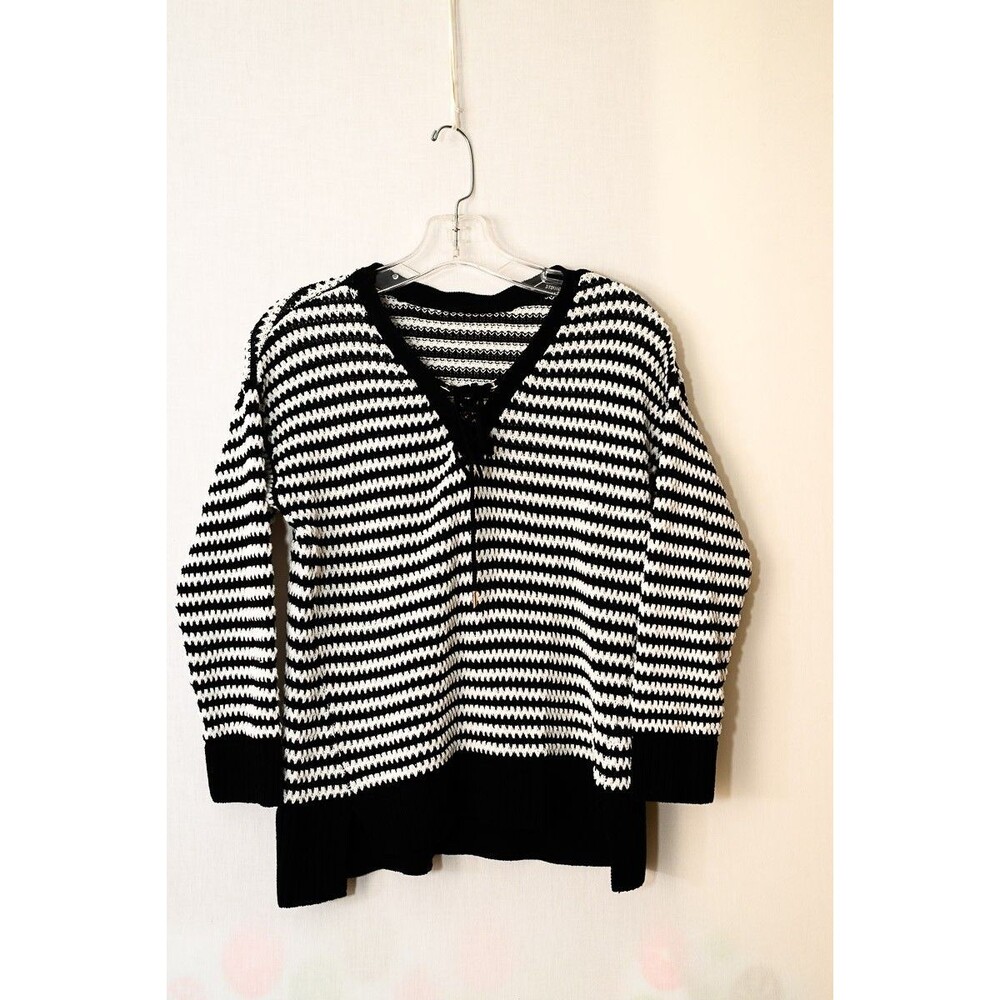 Chico's Black and White striped sweater S